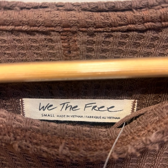 NWT Free People Chocolate Waffle Knit Long Sleeve Tee - Picture 6 of 9